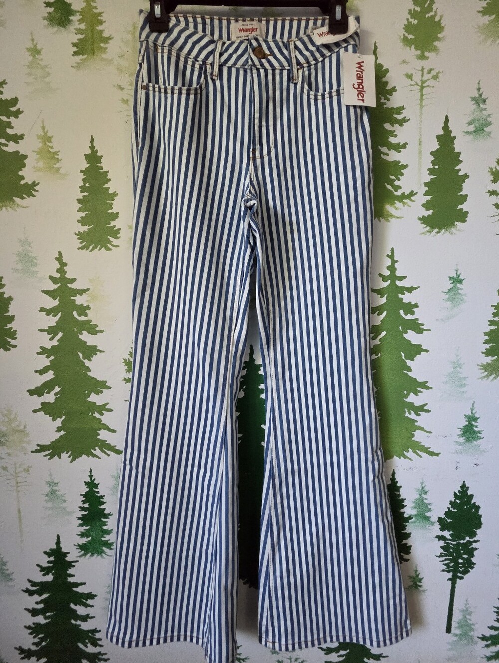 Wrangler Blue and White Striped Flare Jeans
